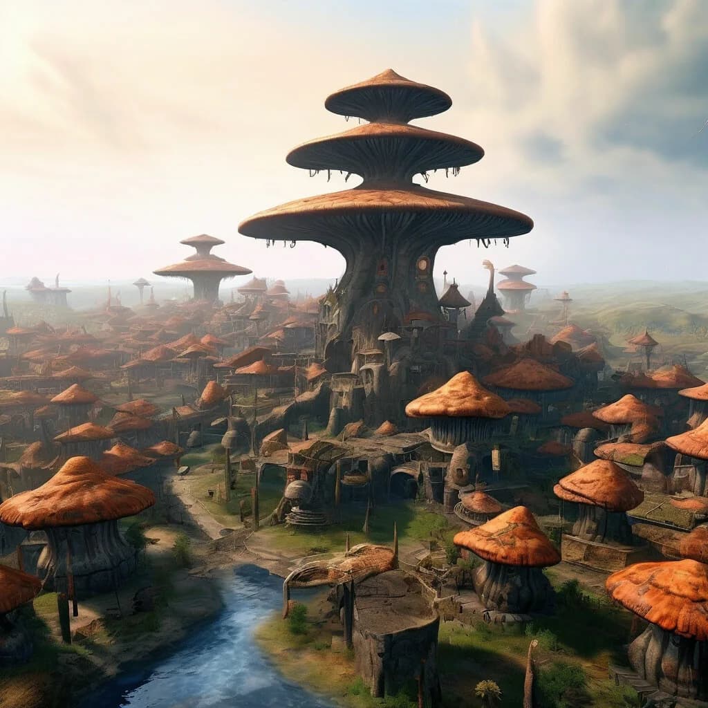 Грибной город Садрит Мора из Morrowind в реалистичном 3D‑масштабе