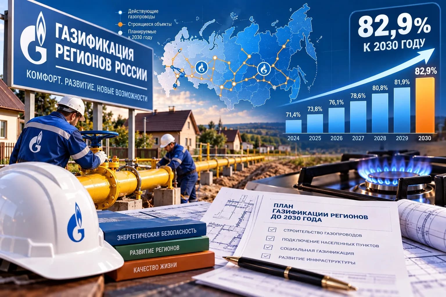 Программа газификации регионов: планы по достижению 82,9% к 2030 году
