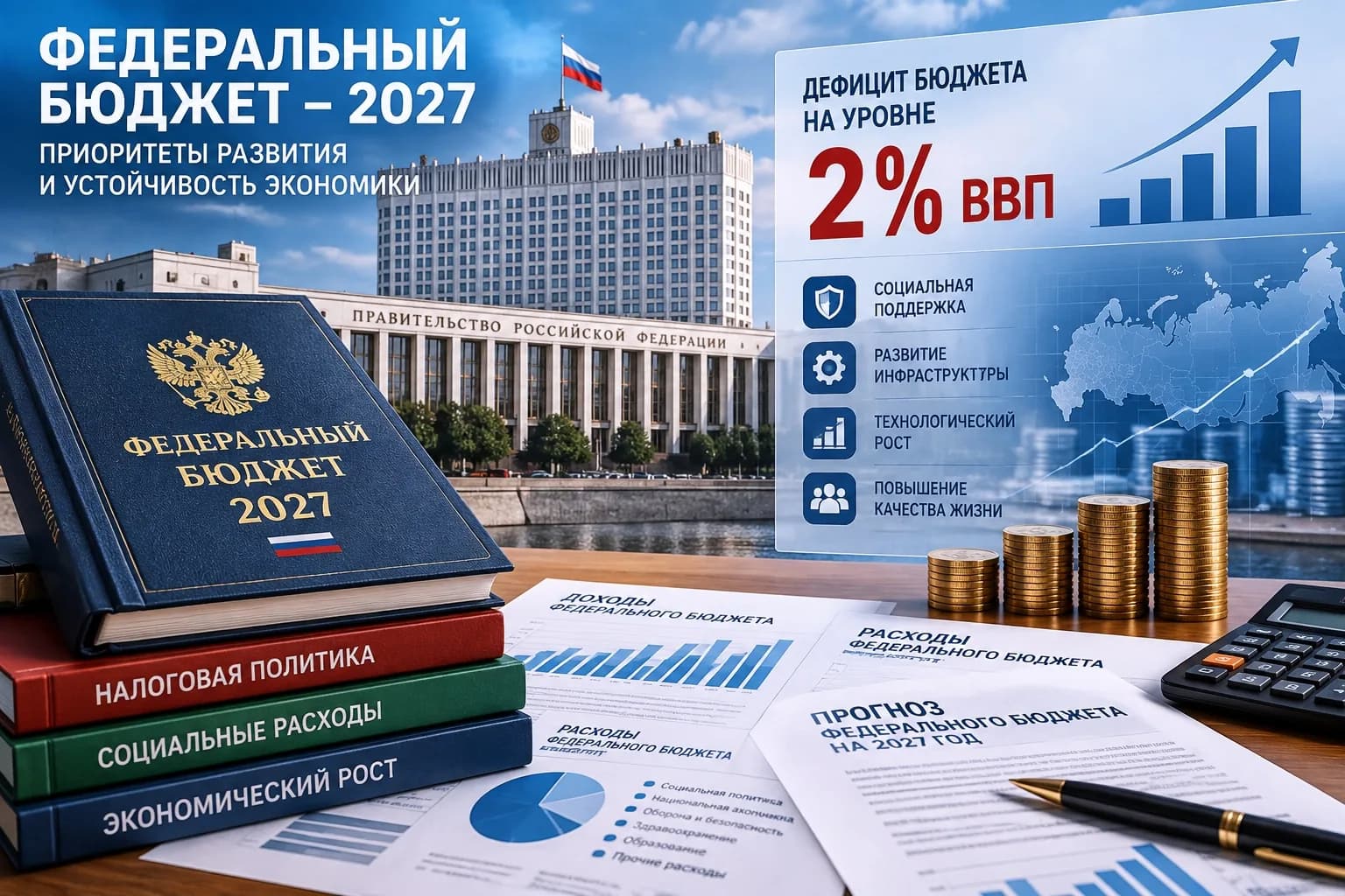 Прогноз федерального бюджета на 2027 год: дефицит планируется на уровне 2% ВВП