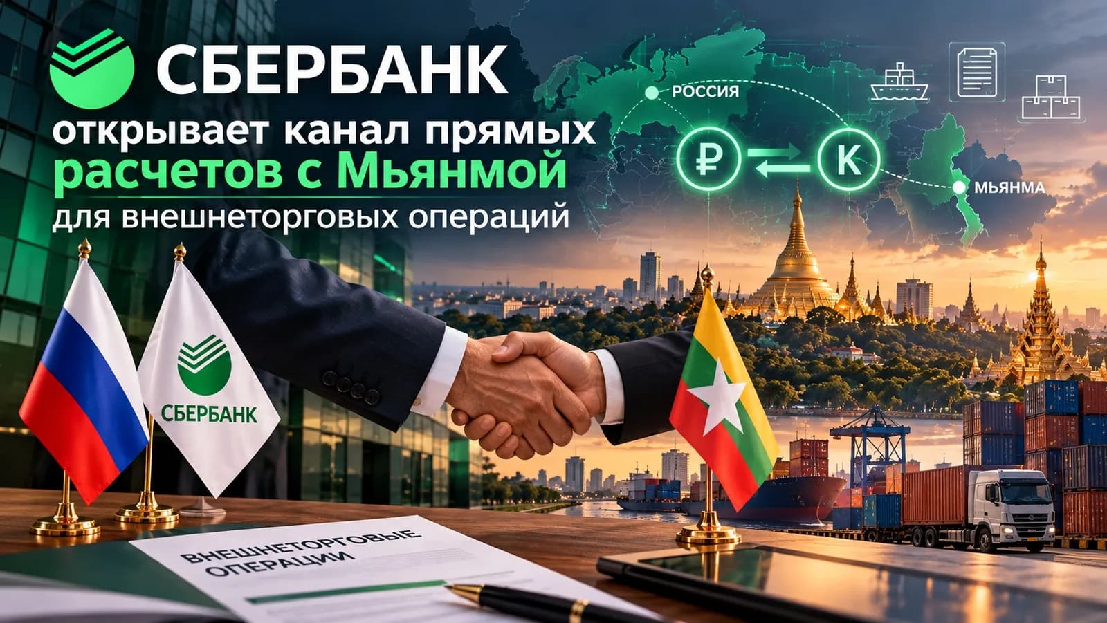Сбербанк открывает канал прямых расчетов с Мьянмой для внешнеторговых операций