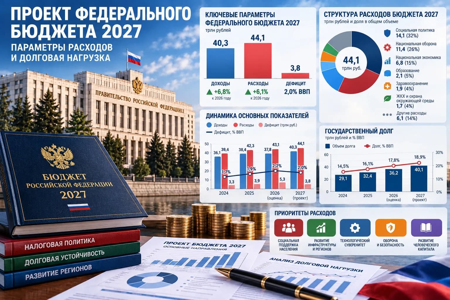Проект бюджета 2027: параметры расходов и долговая нагрузка